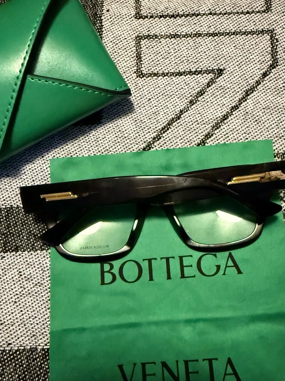 Bottega Veneta Black Square Frame Eyeglasses